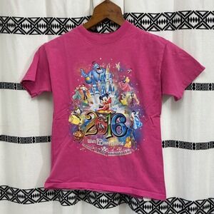Disney World 2016 T Shirt Pink Mickey & Friends Graphic Kids Size Small